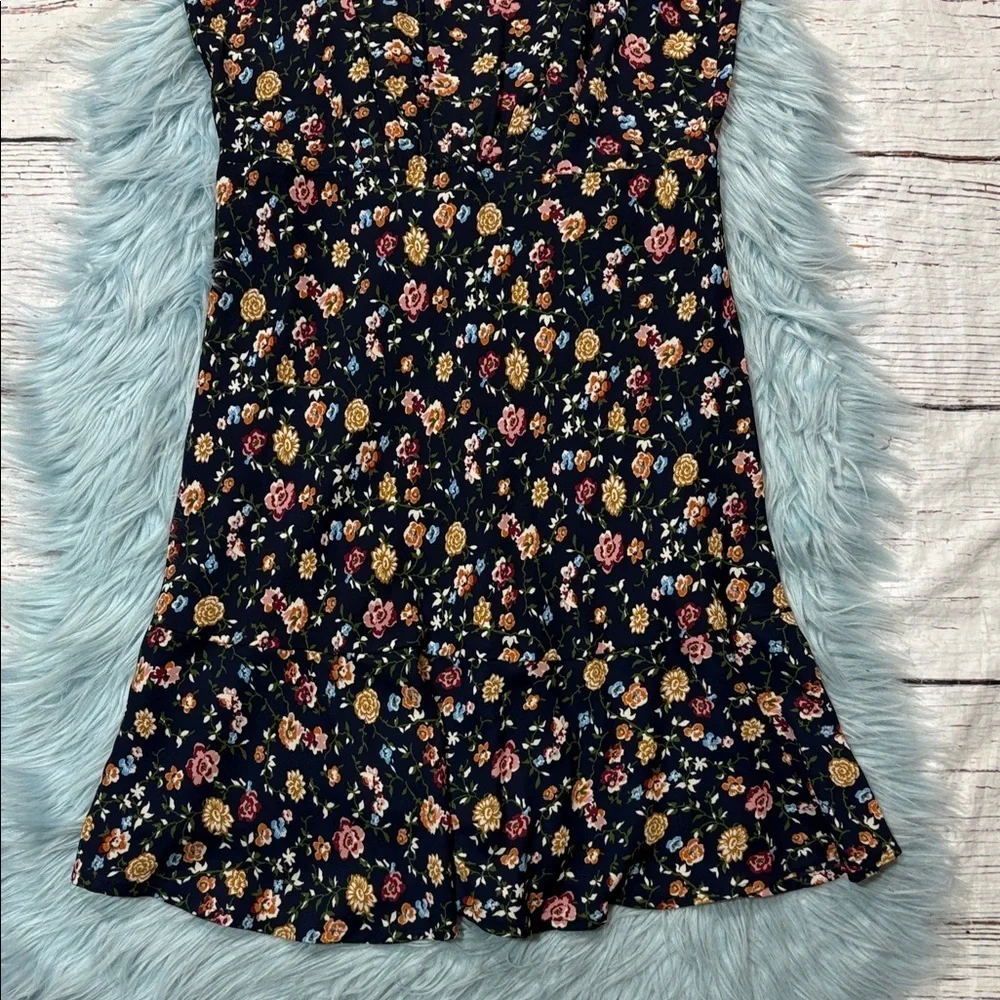 J. Crew Mercantile Ruched Waist Dress In Vintage Floral Lined Navy